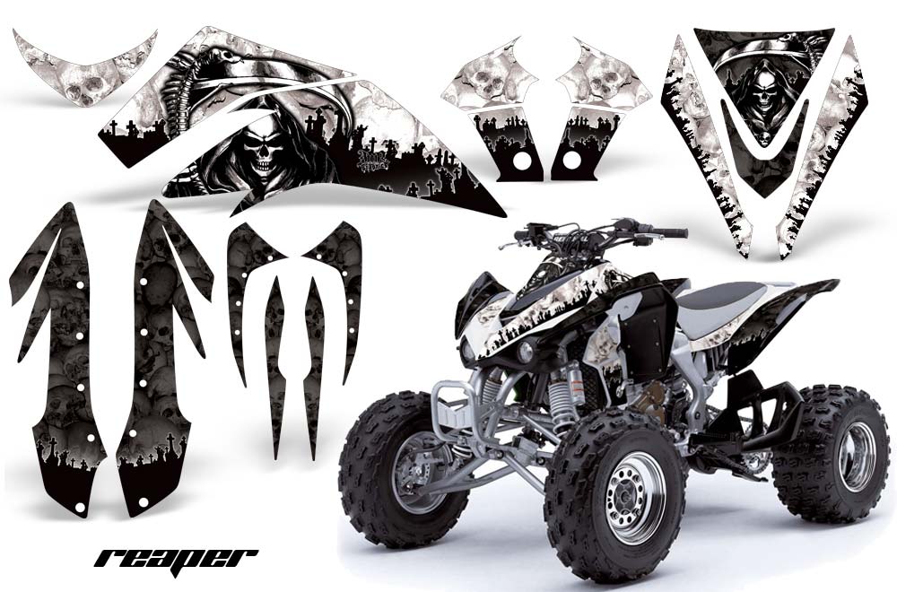 Kawasaki KFX 450 ATV Graphics: Reaper - White Quad Wrap Kit | Kawasaki Graphics | ATV Graphic