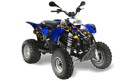 Polaris Scrambler 500 Atv Graphics Motorhead Blue Quad Graphic Decal Wrap Kit Polaris Atv Graphic Kits Atv Graphic Kits