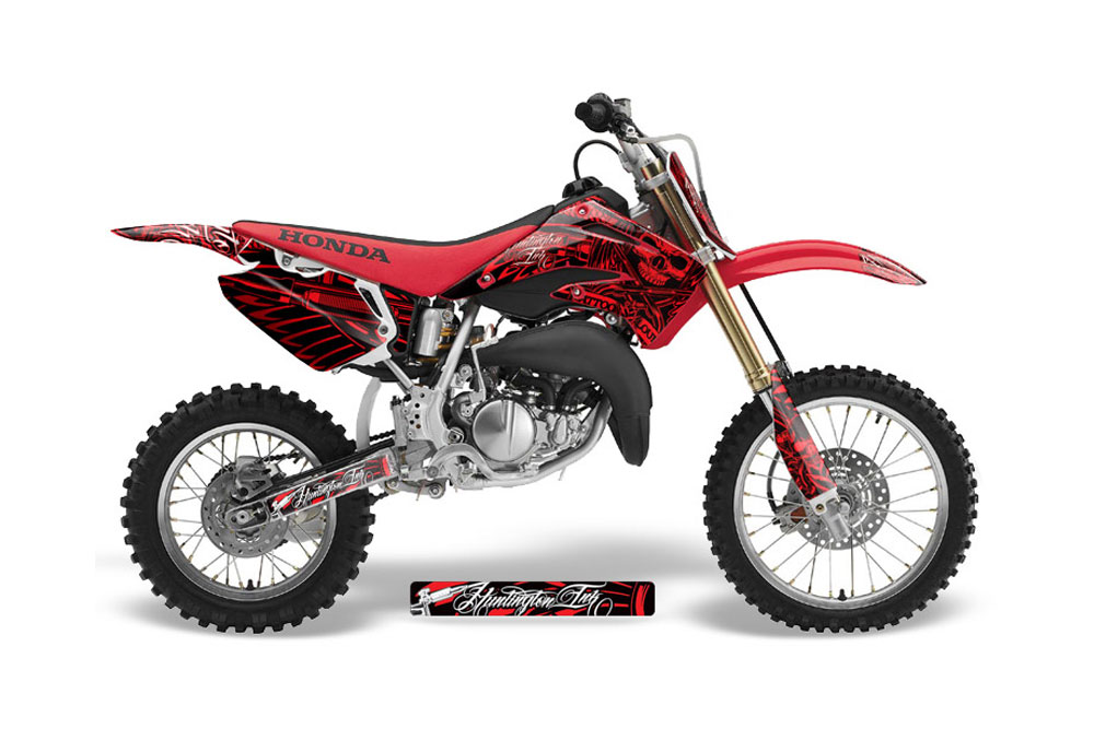 Wholesale Decals MX Dirt Bike Graphic Kit Sticker Decals Compatible with Honda CR85 2003-2007 Flames Red 