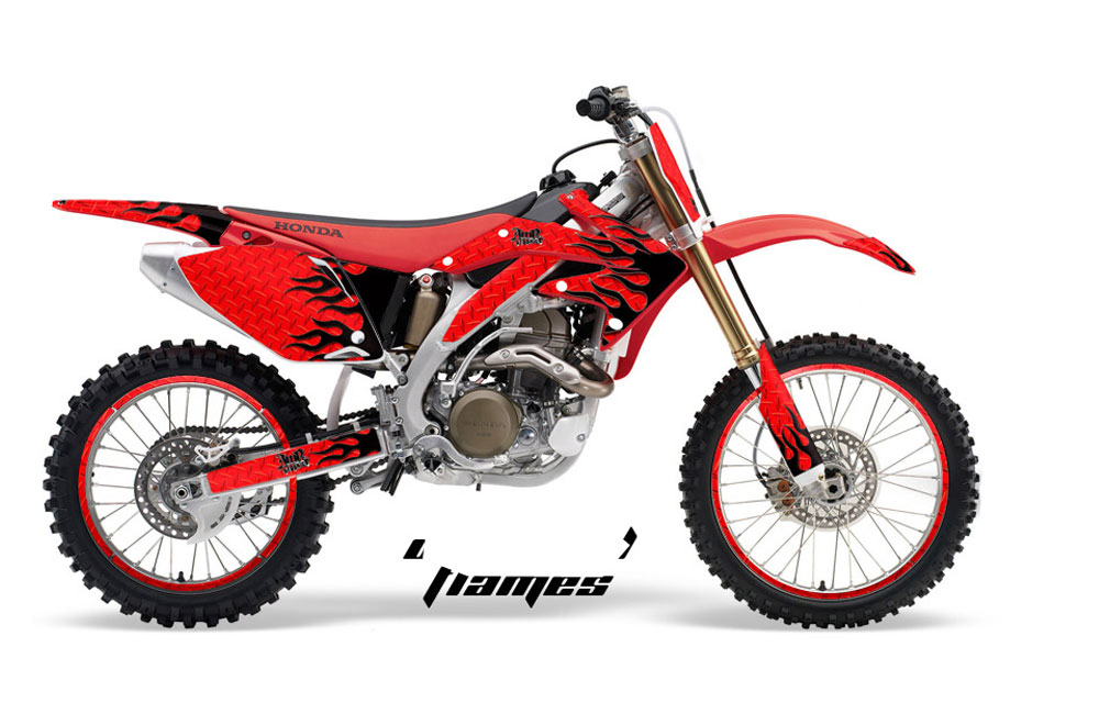 Honda CRF450 R Dirt Bike Graphics: Diamond Flames - Red MX ...