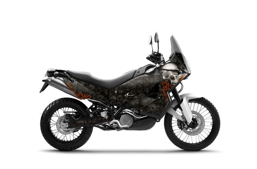 KTM Adventure 990 Sport Dirt Bike Graphics: Bone Collector - Black MX Graphic Wrap Kit (2006-2013)