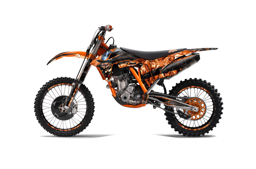 black and orange dirt bike