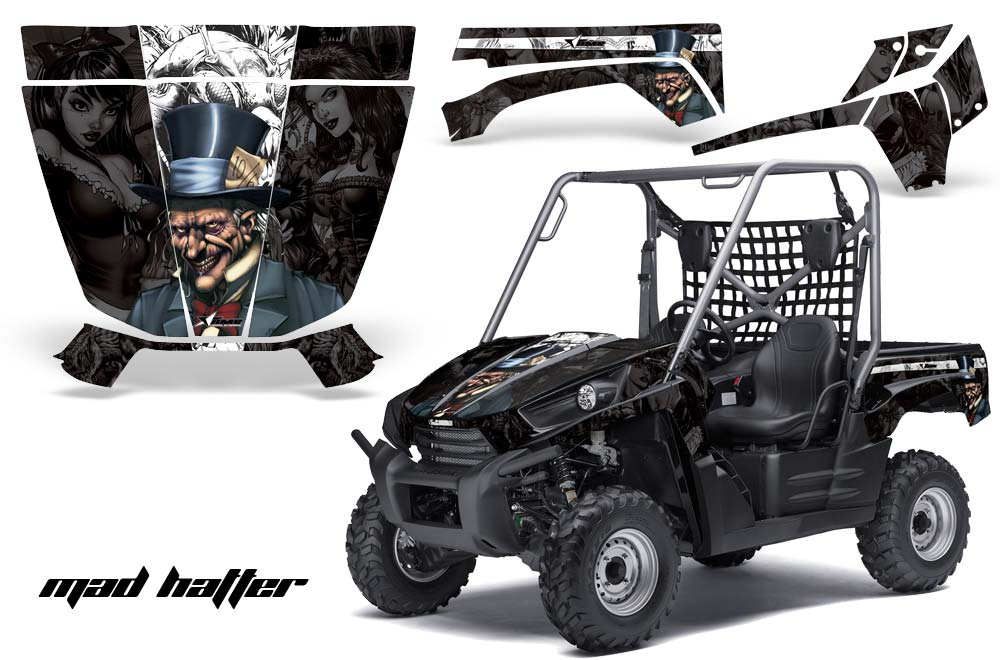 Kawasaki Teryx 750 UTV Graphics: Mad Hatter - Black White Side by Side Graphic Decal Wrap Kit