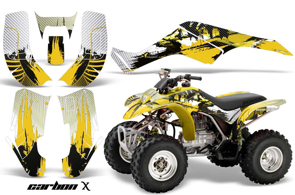 Honda TRX 250EX ATV Graphics: Carbon X - Yellow Quad Graphic Decal Wrap Kit