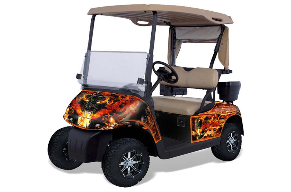 EZ-GO Golf Cart Graphics: Firestorm - Orange Golf Cart Graphic Decal Kit