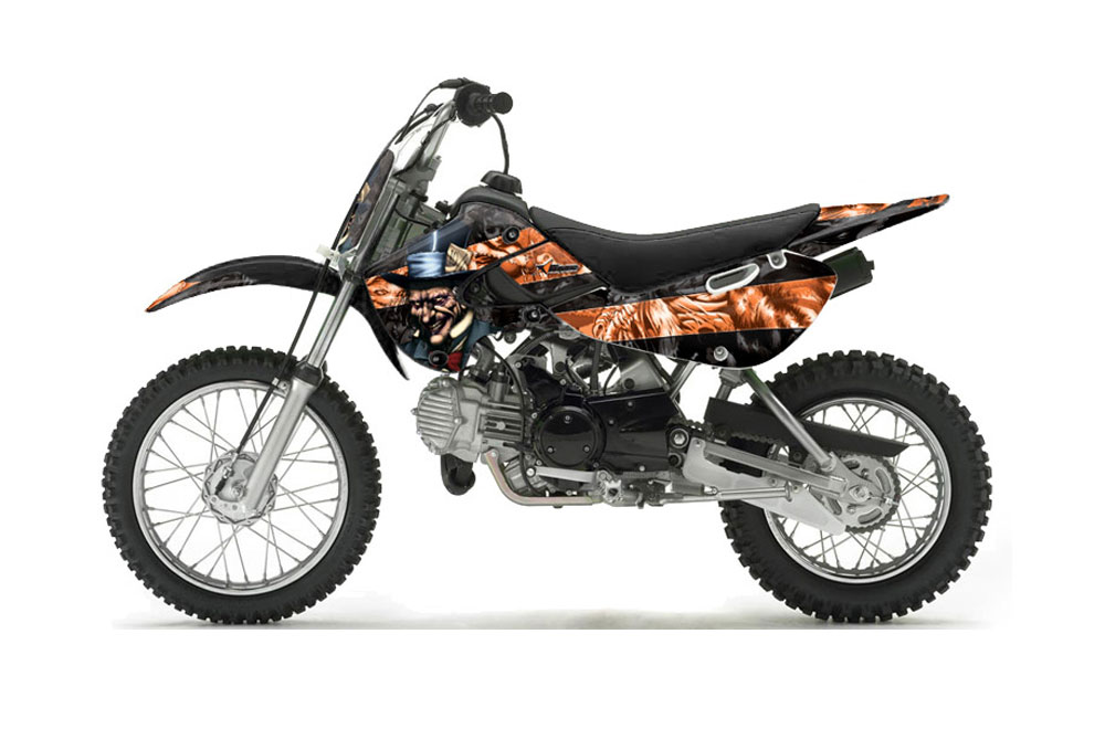 black and orange dirt bike