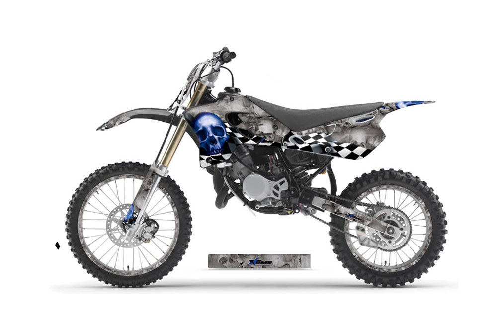 black and blue dirt bike